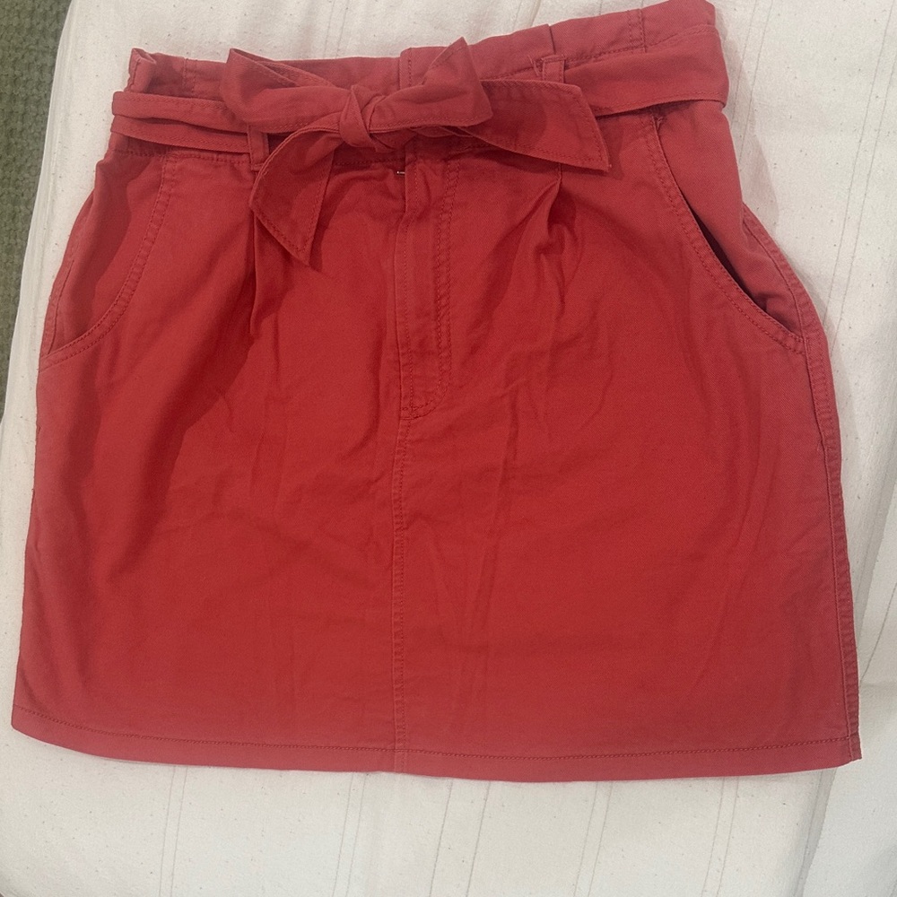 LOFT orange/red Mini Skirt with Bow Accent